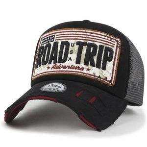 ililily Premium Road Trip Vintage Distressed Snapback Trucker Hat, Size L